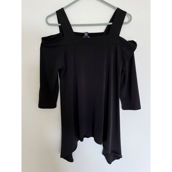 Chiara Sun Woo Tops - Chiara Sun Woo Women's Black Cold Shoulder, Asymmetric Tunic - Size M
